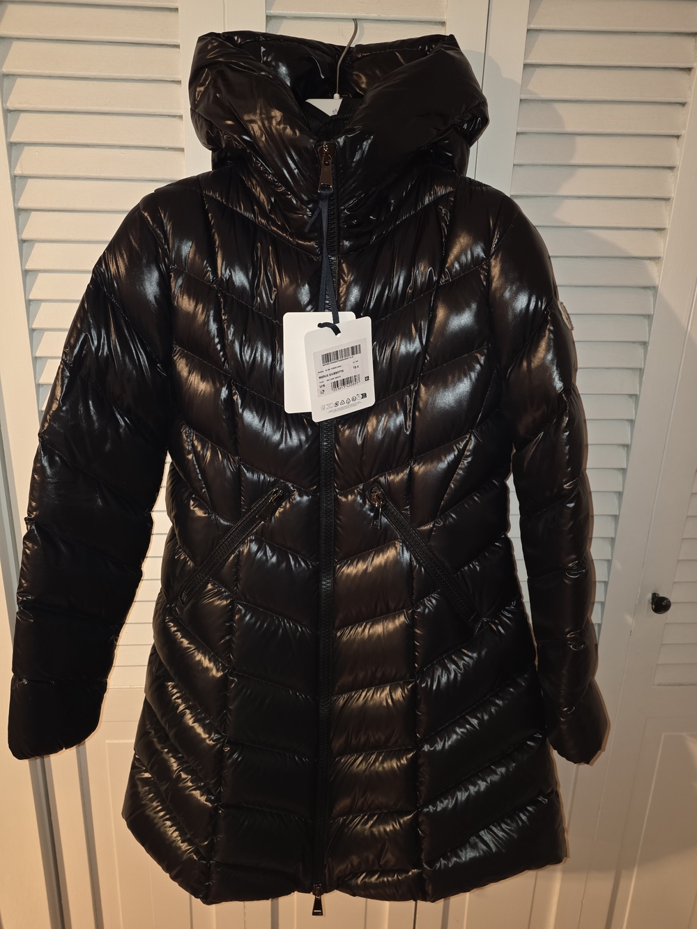 Moncler Marus Long Chevron Quilted Jacket Coat Women's Size 4